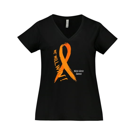Inktastic We Will Win Multiple Sclerosis Awareness Women's Plus Size V-Neck T-Shirt