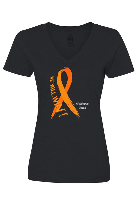 We Will Win Multiple Sclerosis Awareness Women's V-Neck T-Shirt
