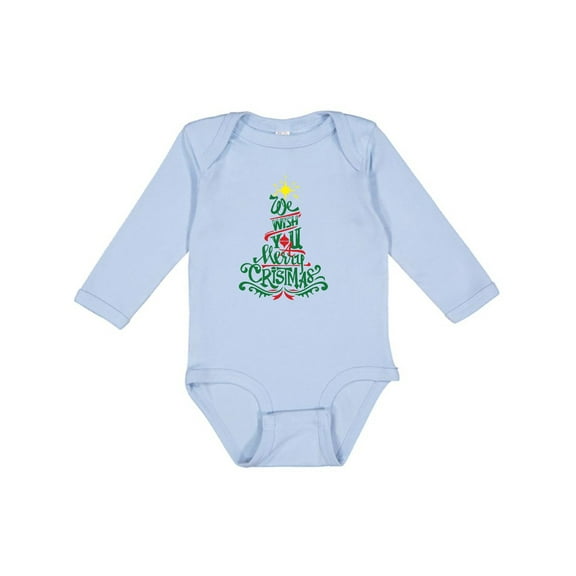 Inktastic We Wish You A Merry Christmas Boys or Girls Long Sleeve Baby Bodysuit