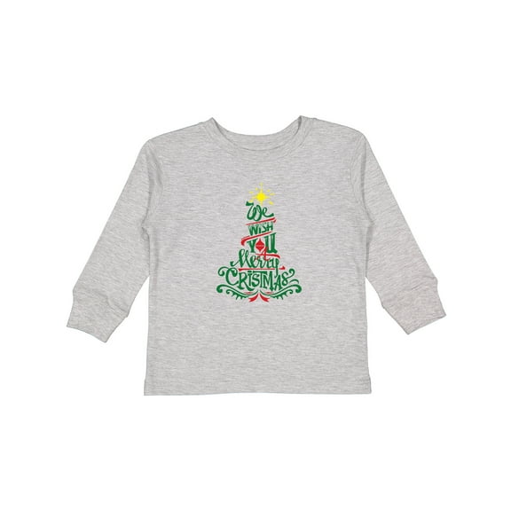 Inktastic We Wish You A Merry Christmas Boys or Girls Long Sleeve Toddler T-Shirt