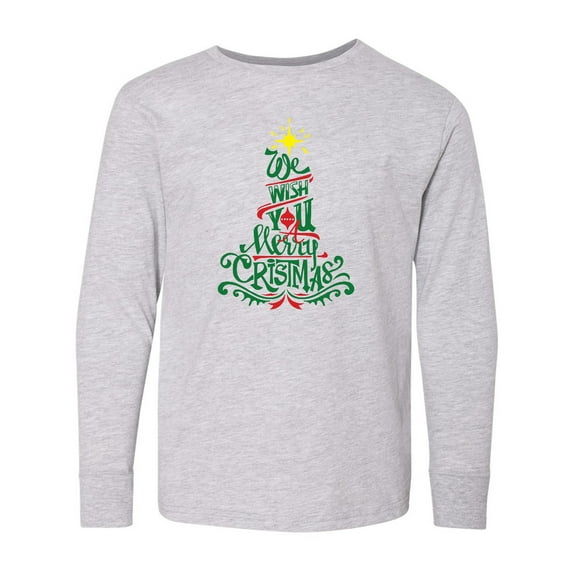 Inktastic We Wish You A Merry Christmas Long Sleeve Youth T-Shirt