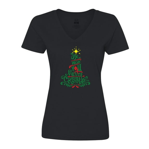 Inktastic We Wish You A Merry Christmas Women's V-Neck T-Shirt