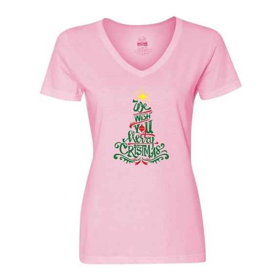 Inktastic We Wish You A Merry Christmas Women's V-Neck T-Shirt