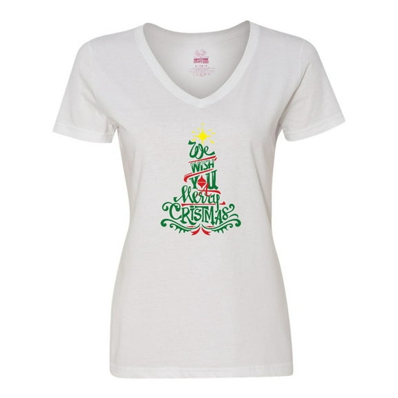 Inktastic We Wish You A Merry Christmas Women's V-Neck T-Shirt