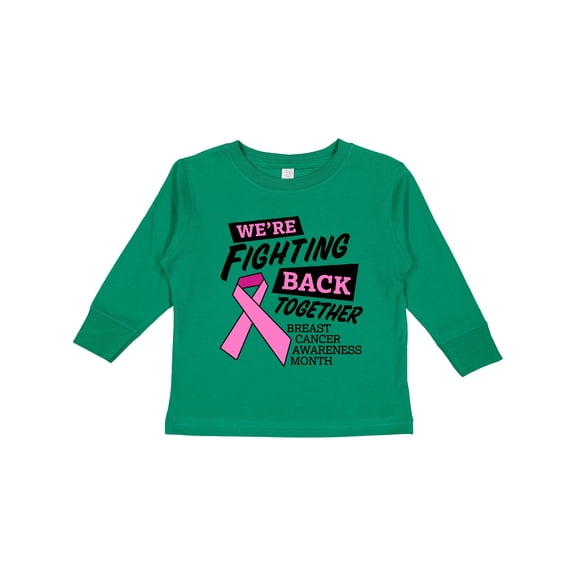 Inktastic We're Fighting Back Together Breast Cancer Awareness Month Boys or Girls Long Sleeve Toddler T-Shirt