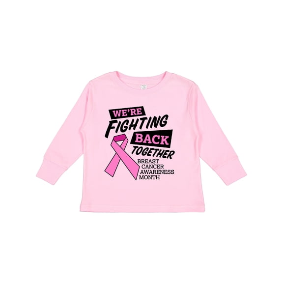 Inktastic We're Fighting Back Together Breast Cancer Awareness Month Boys or Girls Long Sleeve Toddler T-Shirt