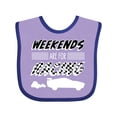 thumbnail image 1 of Inktastic Weekends Are for Racing Race Car Silhouette and Racing Flag Boys or Girls Baby Bib, 1 of 4