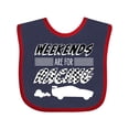 thumbnail image 1 of Inktastic Weekends Are for Racing Race Car Silhouette and Racing Flag Boys or Girls Baby Bib, 1 of 4
