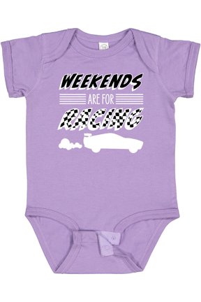 Weekends Are for Racing Race Car Silhouette and Racing Flag Boys or Girls Baby Bodysuit