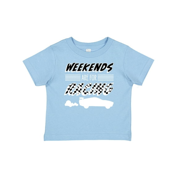 Inktastic Weekends Are for Racing Race Car Silhouette and Racing Flag Boys or Girls Baby T-Shirt