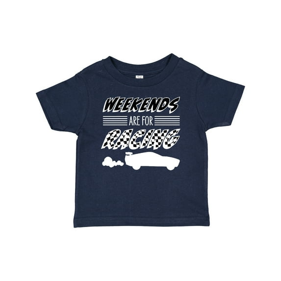 Inktastic Weekends Are for Racing Race Car Silhouette and Racing Flag Boys or Girls Baby T-Shirt