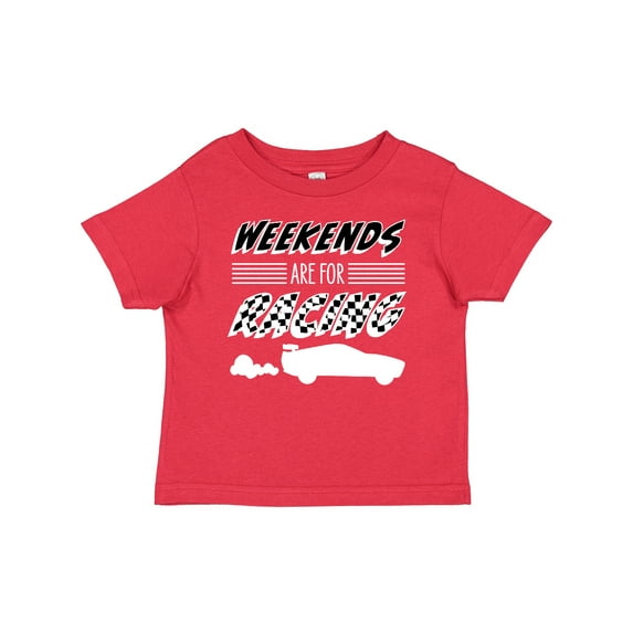 Inktastic Weekends Are for Racing Race Car Silhouette and Racing Flag Boys or Girls Baby T-Shirt