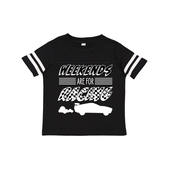 Inktastic Weekends Are for Racing Race Car Silhouette and Racing Flag Boys or Girls Toddler T-Shirt