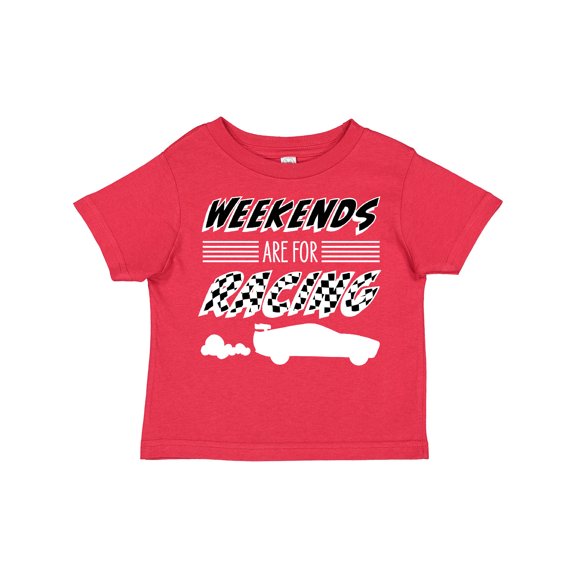 Inktastic Weekends Are for Racing Race Car Silhouette and Racing Flag Boys or Girls Toddler T-Shirt