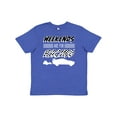 thumbnail image 1 of Inktastic Weekends Are for Racing Race Car Silhouette and Racing Flag Youth T-Shirt, 1 of 5