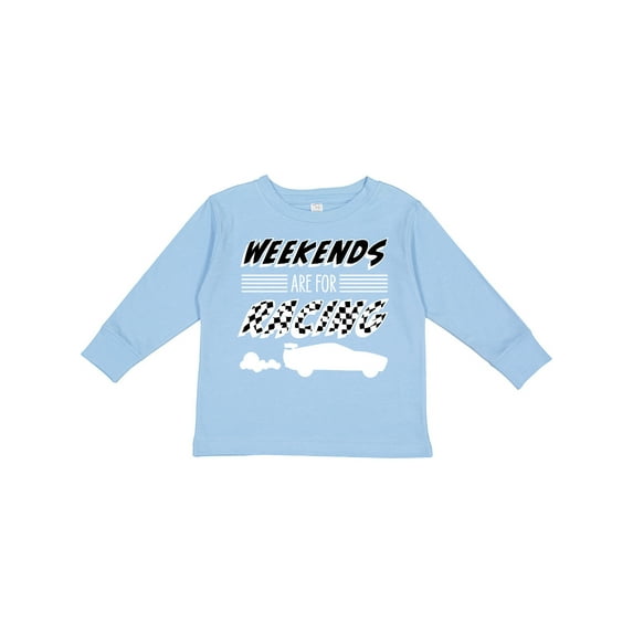 Inktastic Weekends are for Racing Race Car Silhouette and Racing Flag Boys or Girls Long Sleeve Toddler T-Shirt