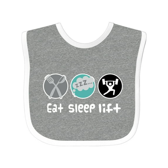 Inktastic Weightlifting Eat Sleep Lift Sports Boys Baby Bib