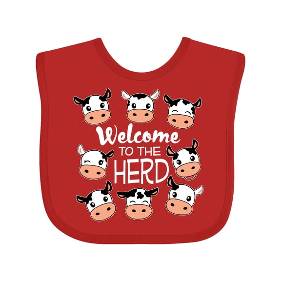 Inktastic Welcome to the Herd with Cute Black and White Holstein Cows Boys or Girls Baby Bib
