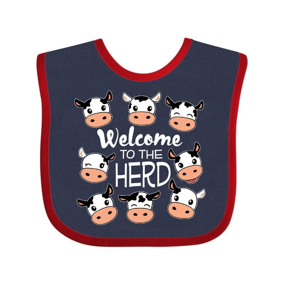 Inktastic Welcome to the Herd with Cute Black and White Holstein Cows Boys or Girls Baby Bib
