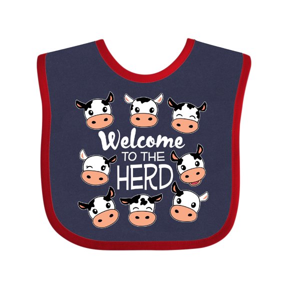 Inktastic Welcome to the Herd with Cute Black and White Holstein Cows Boys or Girls Baby Bib