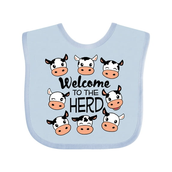 Inktastic Welcome to the Herd with Cute Black and White Holstein Cows Boys or Girls Baby Bib