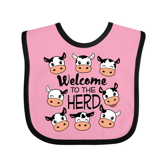 Inktastic Welcome to the Herd with Cute Black and White Holstein Cows Boys or Girls Baby Bib
