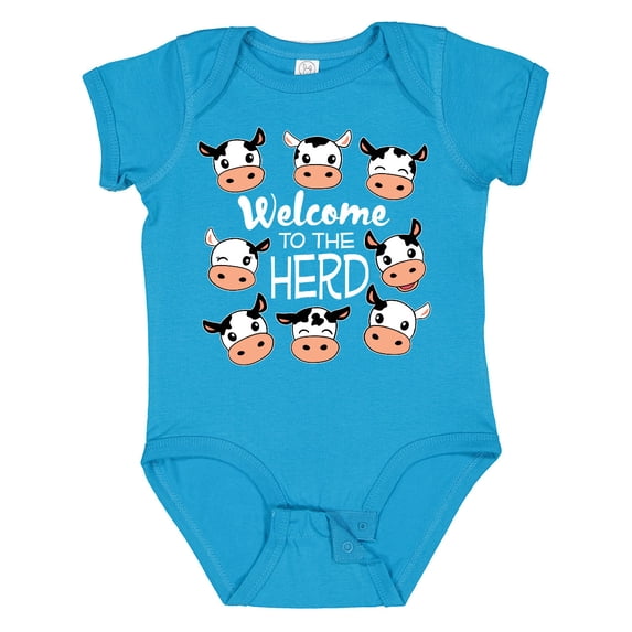 Inktastic Welcome to the Herd with Cute Black and White Holstein Cows Boys or Girls Baby Bodysuit