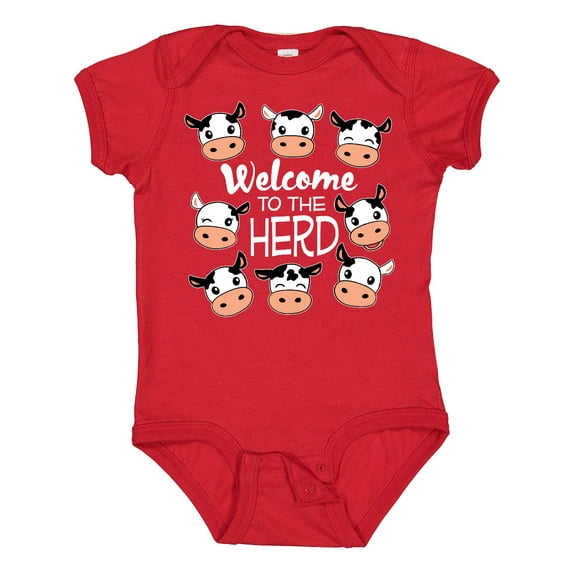 Inktastic Welcome to the Herd with Cute Black and White Holstein Cows Boys or Girls Baby Bodysuit