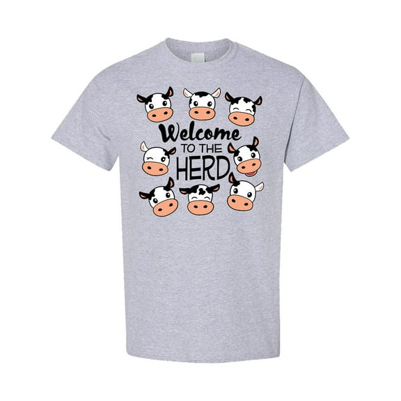 Inktastic Welcome to the Herd with Cute Black and White Holstein Cows T-Shirt