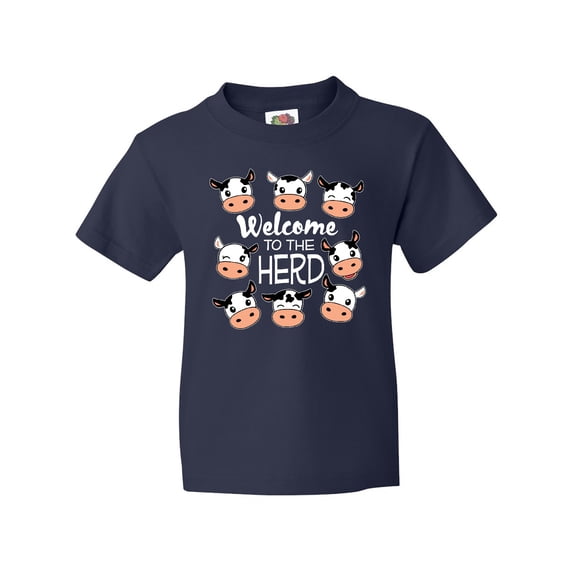 Inktastic Welcome to the Herd with Cute Black and White Holstein Cows Youth T-Shirt