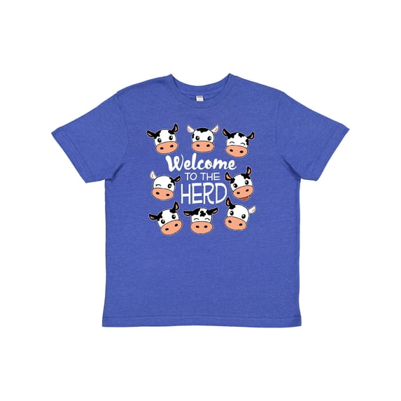 Inktastic Welcome to the Herd with Cute Black and White Holstein Cows Youth T-Shirt