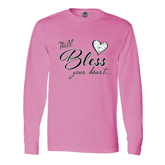 Inktastic Well Bless Your Heart with Calico Print Long Sleeve T-Shirt