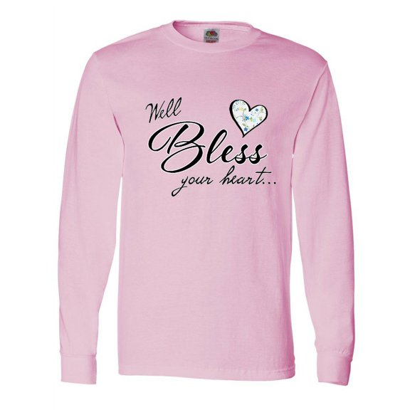 Inktastic Well Bless Your Heart with Calico Print Long Sleeve T-Shirt