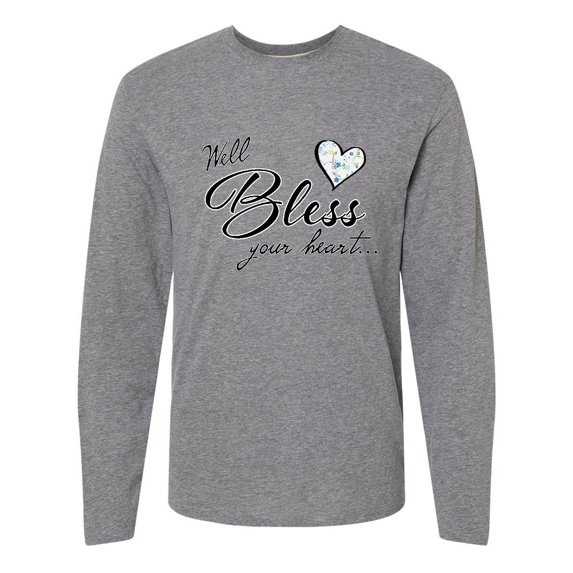 Inktastic Well Bless Your Heart with Calico Print Long Sleeve T-Shirt
