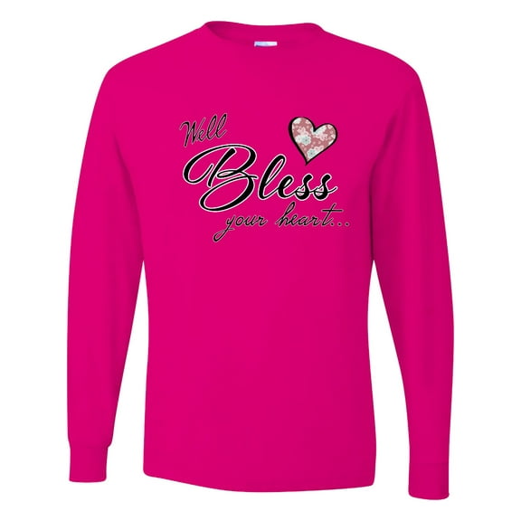 Inktastic Well Bless Your Heart with Floral Print Long Sleeve T-Shirt