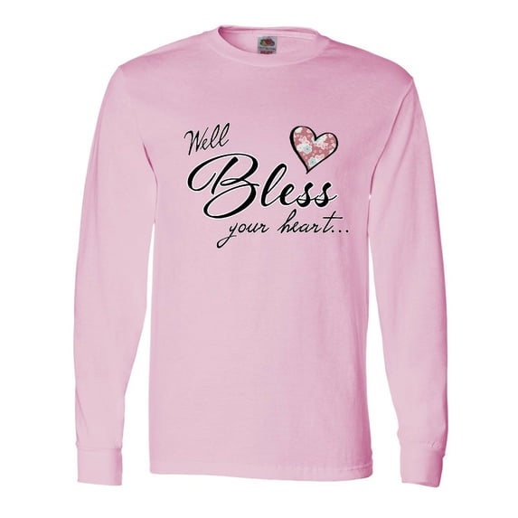 Inktastic Well Bless Your Heart with Floral Print Long Sleeve T-Shirt