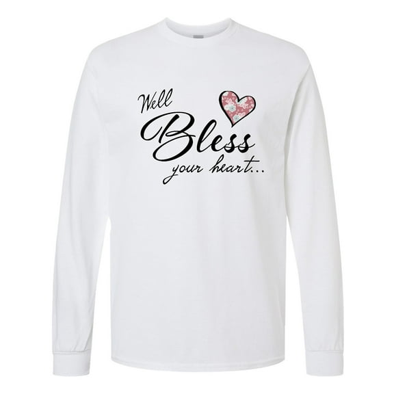 Inktastic Well Bless Your Heart with Floral Print Long Sleeve T-Shirt