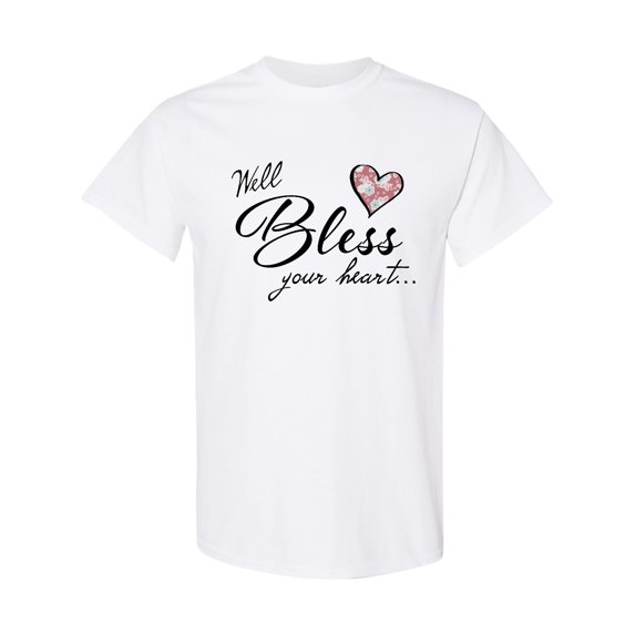 Inktastic Well Bless Your Heart with Floral Print T-Shirt