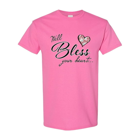 Inktastic Well Bless Your Heart with Floral Print T-Shirt
