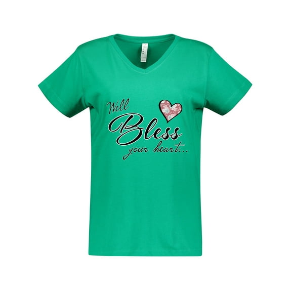 Inktastic Well Bless Your Heart with Floral Print Women's V-Neck T-Shirt