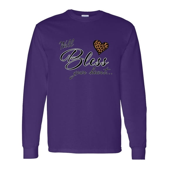 Inktastic Well Bless Your Heart with Leopard Print Long Sleeve T-Shirt