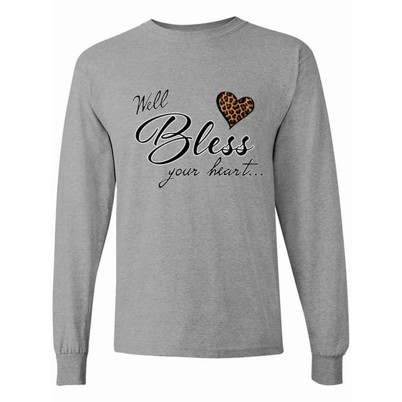 Inktastic Well Bless Your Heart with Leopard Print Long Sleeve T-Shirt