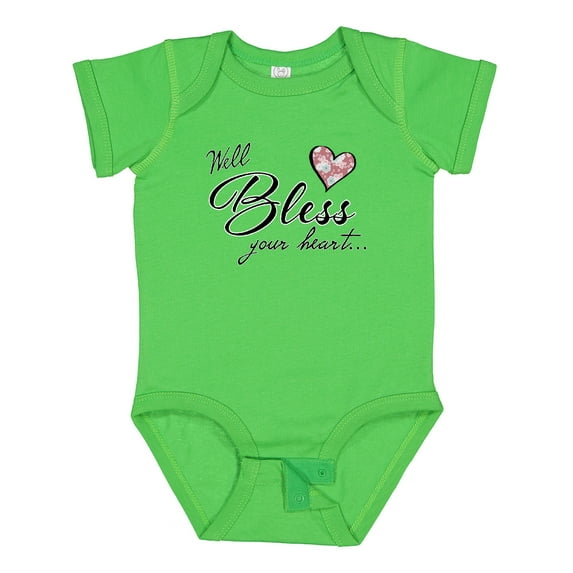 Inktastic Well Bless your Heart with Floral Print Boys or Girls Baby Bodysuit