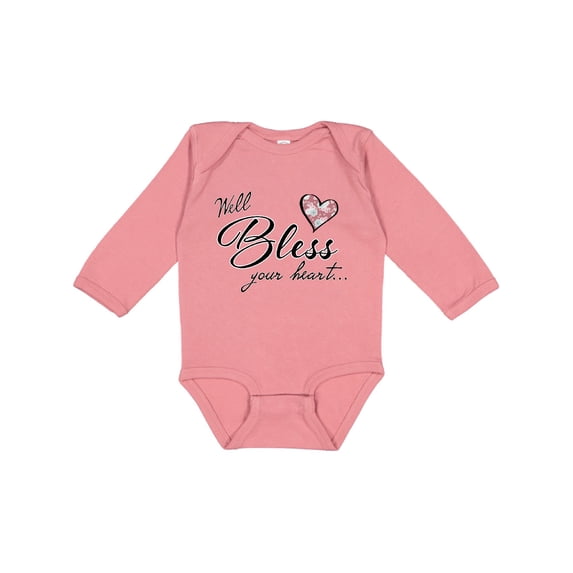 Inktastic Well Bless your Heart with Floral Print Boys or Girls Long Sleeve Baby Bodysuit