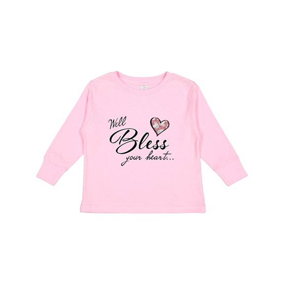 Inktastic Well Bless your Heart with Floral Print Boys or Girls Long Sleeve Toddler T-Shirt