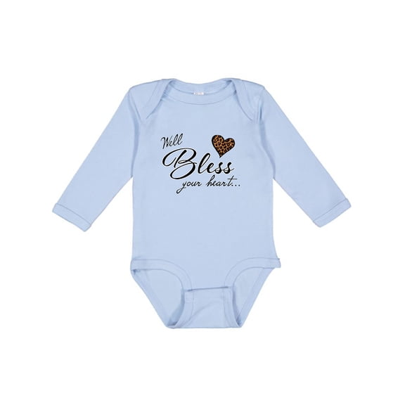 Inktastic Well Bless your Heart with Leopard Print Boys or Girls Long Sleeve Baby Bodysuit