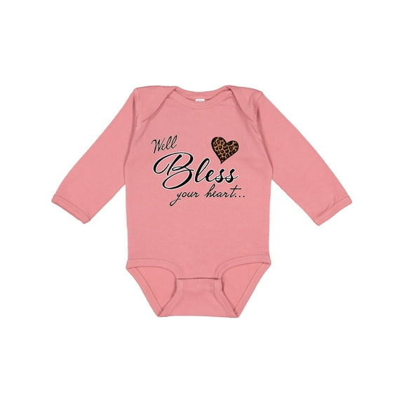 Inktastic Well Bless your Heart with Leopard Print Boys or Girls Long Sleeve Baby Bodysuit