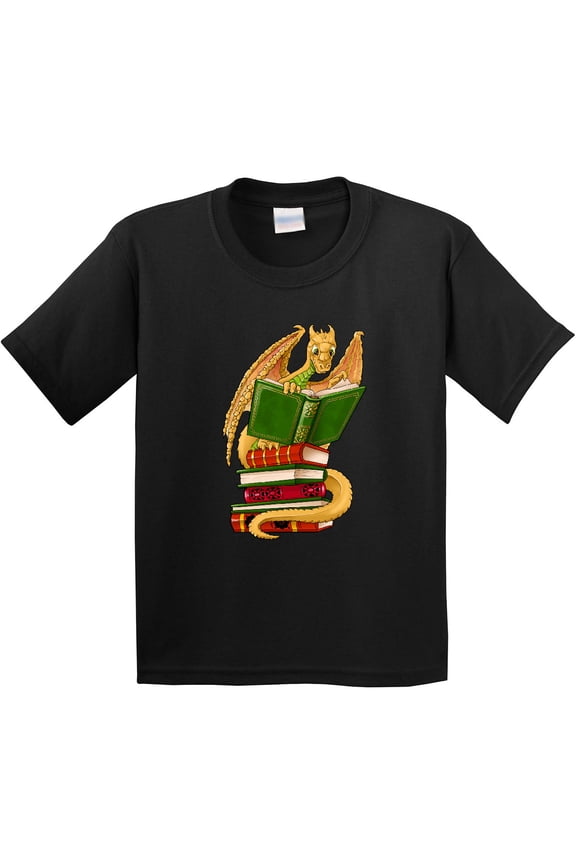 Well-read Cute Gold Dragon Reading Books Youth T-Shirt