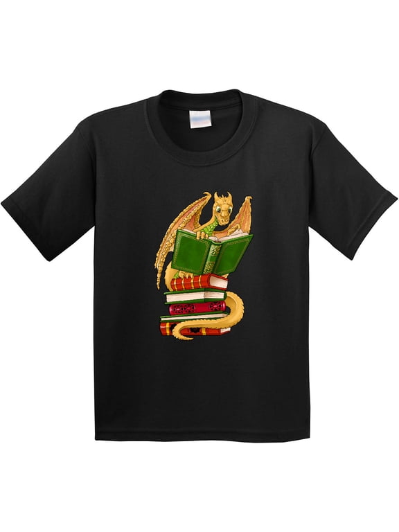 Well-read Cute Gold Dragon Reading Books Youth T-Shirt