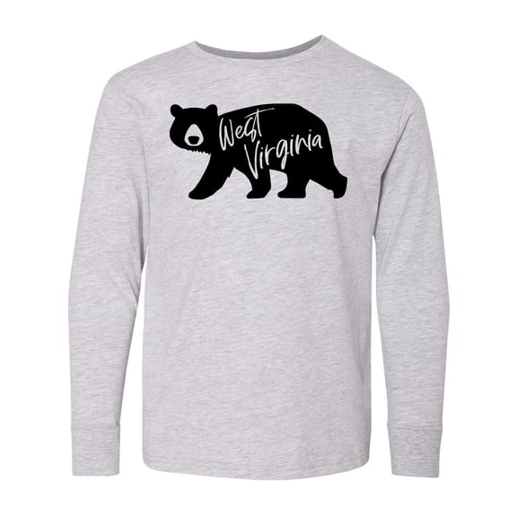 Inktastic West Virginia Black Bear Silhouette Long Sleeve Youth T-Shirt